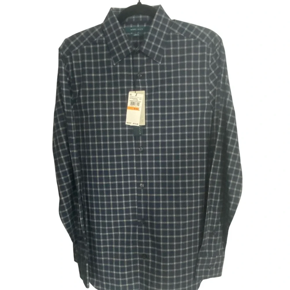 Perry Ellis Mens Stretch Dressy Essentials Eclipse Check Shirt 4EHW4065PS. Small